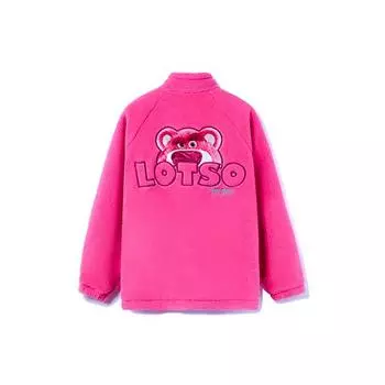 Li-Ning X Disney Toy Story Strawberry Bear Series Теплая флисовая куртка с вышивкой и ветрозащитным воротником-стойкой Куртки унисекс розово-фиолетовые AFDRA16-1 XL