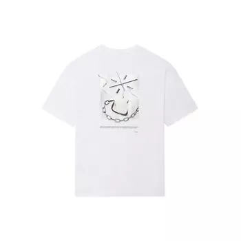 Li-Ning Свободная футболка с круглым вырезом X Glare Artist Collaboration с абстрактным принтом на спине, топы унисекс, белый AHSS649-2 L