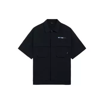 Li Ning X Glare Artist Collaboration Letter Print Loose Short Sleeve Shirt Men Shirts Black ASHS441-1 L