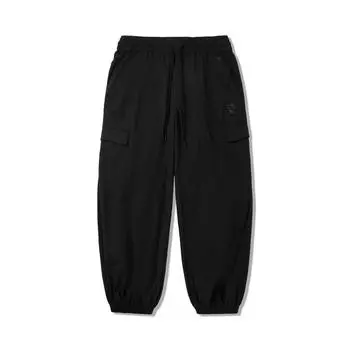 Li Ning X Jackie Chan Collaboration Kung Fu Series Sports Minimalist Solid Color Free Fit Cutters Casual Pants Men Thong Black AKXV051-2 L