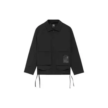 Li-Ning X Серия Кунг-фу Джеки Чана SS22 Однотонная куртка на молнии с двойными карманами и воротником с лацканами Мужская куртка Черный AFDS259-2 M
