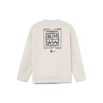 Li Ning X Jackie Chan Kung Fu Series Повседневный свободный свитер-свитшот Унисекс Свитшот Овсяно-серый AWDRA15-2 XXL