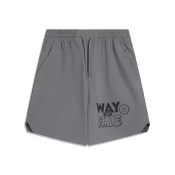 Li Ning X Jay Flow Коллаборация Серия Уэйд Повседневные Простые На шнуровке Свободные С буквенным принтом Удобные Универсальные Спортивные шорты Мужские шорты Серый AKSV773-3 S