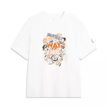 Li Ning X Jay Flow Wade Series Пуловер с круглым вырезом, с надписью, свободного кроя, повседневный, простой, спортивный, удобный, универсальный, футболка с коротким рукавом AHSVA03-2 M