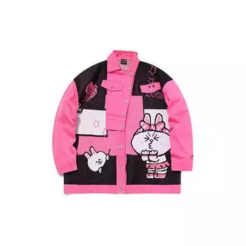 Li Ning X Line Friends Cartoon свободный вязаный свитер унисекс черный розовый AMBQ044-1 L
