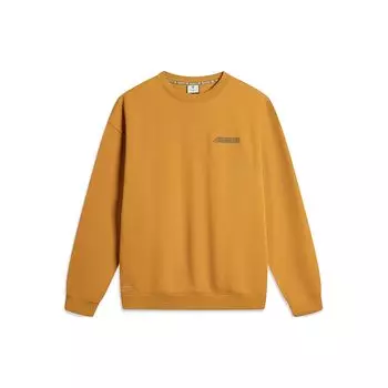Li Ning X Mister Cartoon Collaboration Badfive Letter Print Loose Fleece Pullover Sweatshirt Men sweatshirt Tangerine-Brown AWDTF29-7 L