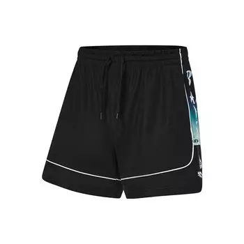 Li Ning X Mister Cartoon Collaboration Badfive Color Block Letter Print Баскетбольные шорты для соревнований Мужские шорты Черный Небесно-Голубой AAPT611-1 S