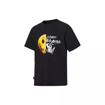 Li Ning X OG Slick Collaboration Printed Letter Crew Neck Pullover Short Sleeve Футболка унисекс Футболки черные AHST669-2 XL