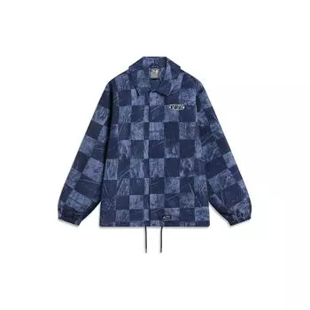 Li Ning X Og_Slick клетчатая свободная куртка с длинным рукавом и лацканами, мужские куртки синего цвета AFDT415-1 M