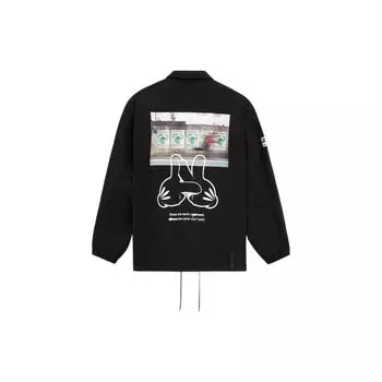 Li-Ning X Og Slick однобортная свободная куртка с длинными рукавами и принтом, мужская куртка черного цвета AFDS283-2 XXL