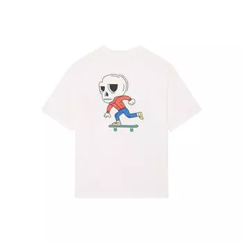 Li Ning X Pablo Ientile Collaboration Skateboard Series Cartoon Skull Print Loose Short Sleeve Футболка унисекс Топы Off-White AHSS863-2 XL