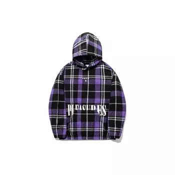 Li Ning X Pleasures Collaboration клетчатая толстовка с капюшоном и буквенным принтом свободная мужская толстовка черная фиолетовая AAET007-1 XXL
