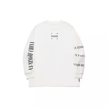 Li Ning X Pleasures Collaboration Skateboard Series Letter Round Neck Loose Pullover Sweatshirt Unisex Sweatshirt Off-White AHST975-2 S