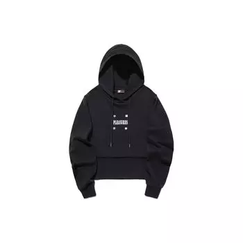 Li-Ning X Pleasures совместный бренд с буквенным принтом, повседневная толстовка с капюшоном, пуловер с длинными рукавами, женские топы, черный AWDTC04-1 L