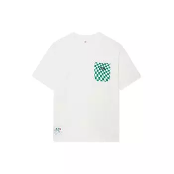 Li-Ning X Rooovie Artist Collaboration Свободная футболка с карманом и шахматным принтом, топы унисекс с круглым вырезом, молочно-белый AHSSB57-1 XL