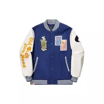 Li Ning X Steven Harrington Collaboration Letter Embroidery Graffiti Однобортная куртка Мужская куртка Синий Белый AJMT301-2 S