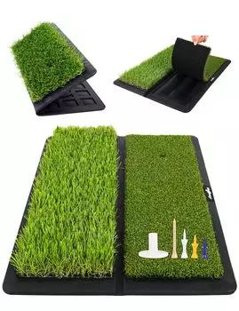 LIBERRWAY Golf Practice Golf Practice Mat for Swing Indoor and Outdoor Artificial Rubber Shot 40x50cm Mat, Foldable, Semi-Permanent, Practice, Use,