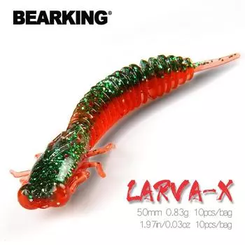 Личинка Bearking 50 мм 0,83 г, 10 шт., искусственные мягкие приманки, рыболовные черви, силиконовые окуни, щука, гольян, приманка для плавания, отсадка, пластиковые приманки A