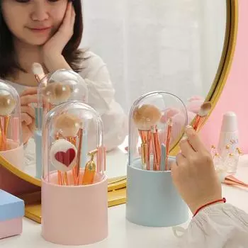 Lid Makeup Brush Storage Box Eyebrow Pencil Case Makeup Brush Barrel Holder Cosmetic Organizer белый