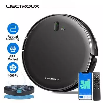 LIECTROUX L200 Робот-пылесос, с управлением приложением Mop HomeCleaning Sweeping, навигация по карте, 4000PA With APP чёрный