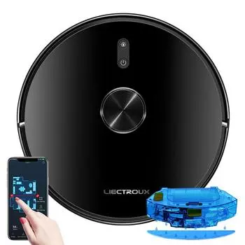 Liectroux X6 Lidar Робот-пылесос, лазерная навигация и картографирование, выборочная уборка, запретная зона, возобновление работы, приложение TUYA WIFI, 6500 Па чёрный
