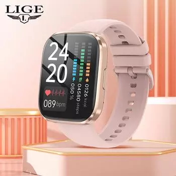 LIGE 1,96 Умные часы с большим экраном IP68 Водонепроницаемый спортивный фитнес-браслет Bluetooth Вызов Мужские умные часы Женские умные часы подходят для Android IOS
