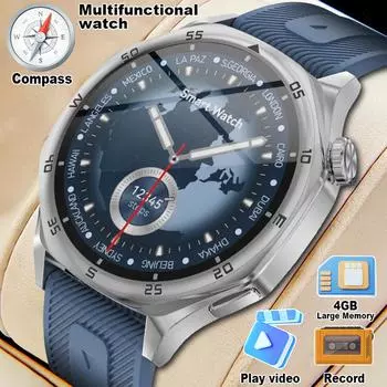 LIGE Мужские умные часы 1,48 HD взрывозащищенный экран Bluetooth умные часы для звонков 4 ГБ большой памяти для спорта на открытом воздухе водонепроницаемый умный браслет silicone strap чёрный