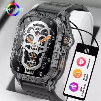 LIGE оригинальные мужские умные часы 1,96 AMOLED с квадратным экраном Bluetooth вызов спортивный фитнес водонепроницаемый умный браслет для Android IOS