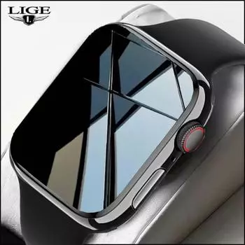 LIGE Смарт-часы для мужчин, часы с полным сенсорным экраном, Bluetooth-вызов, водонепроницаемые часы, спортивный фитнес-трекер, умные женские часы + коробка silicone strap чёрный