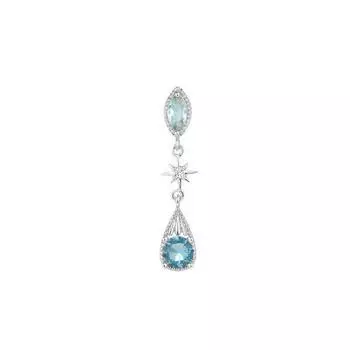 Light Blue Water Drop Earrings, Cold Rice Character, Blue Zircon Earrings, Retro Atmospheric Court Hexagram Earrings. copper (with ear plugs)