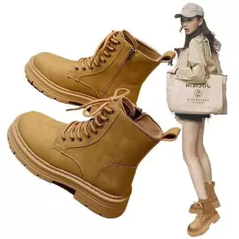 Light Brown Deep Brown SyfIyno Thick Soled Short Boots for Increased Comfort and Warmth Outdoor Boots Autumn Winter New Styles 38 светло-коричневого