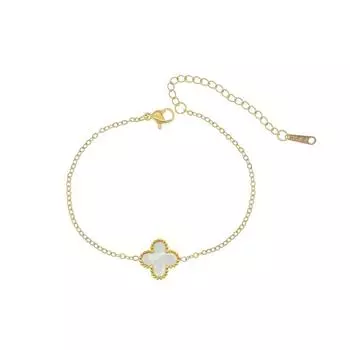 Light Luxury Double-sided Four-leaf Clover Single Flower Simple Bracelet New Niche Titanium Steel 18K Clavicle Chain Female Jewelry