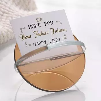 Light Luxury Internet Celebrity Planet Geometric Ornaments X-shaped Circular Model Room Sales Office Business Card Display Stand Accessories Gray + Transparent Card Mirror - Small