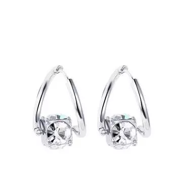 Light Luxury Niche Design, High-end Earrings, Small and Exquisite, Rotatable Zircon Ear Buckle, Women s Versatile Earrings серый