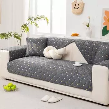 Light Luxury Northern European Gray Solid Wood Sofa Cushion Four Seasons General Fabrics Sofa Cover Slipcover Genuine Leather Non-Slip Retro Cotton 70*70cm