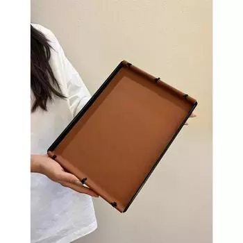 Light Luxury Rectangle Leather Storage Coffee Tray, Handmade Knot Aromatherapy Tray, Home Decoration, Living Room Table Decor
