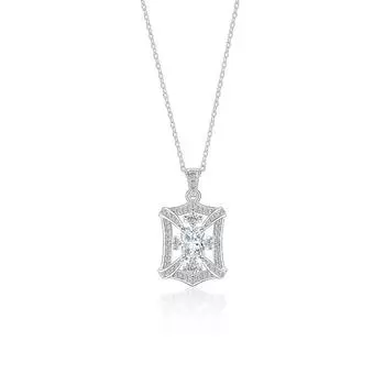 Light Luxury Rectangular Zircon Necklace Femininity Personality Full Diamond Ins Wind Stainless Steel Collarbone Chain