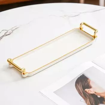 Light Luxury Tray Household Rectangular Cosmetics Storage Tray Living Room Water Cup Storage Hotel Apartment Storage Tray