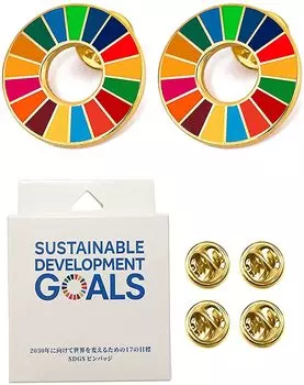 Light of SDGs United Nations Official Cloisonne United Nations SDGs 2030 Toward Sustainable Latest Packaging 2 Pieces [Set 2] Badge, Product, 25mm,