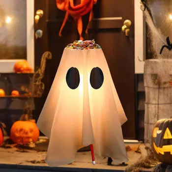 Lighted Halloween Candy Bowl with LED Lights Decoration,Light up Standing Holder Stand for Party