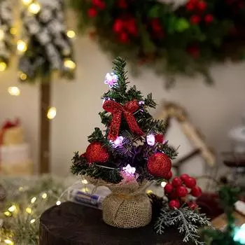 Lighted Up Xmas Tree Ornament with LED Light Battery Powered Luminous Christmas Tree Decor Xmas Table Centerpieces Decoration фиолетовый