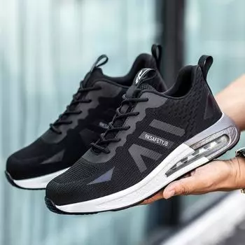 Lightweight Breathable Mens Sneakers Anti Smash Safety Work Shoes Comfortable Mens Shoes Industrial Protective Safety Shoes 40 чёрный