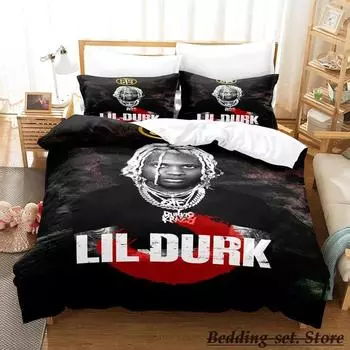 Lil Durk Bedding Set Single Twin Full Queen King Size Bed Set Aldult Kid Bedroom Duvetcover Sets Anime parure de lit Bed EU Single 135x200cm