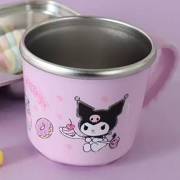 Lilpang Детская чашка Kuromi с нескользящей ручкой, нержавеющая сталь, 250 мл, разные цвета, 2 шт.