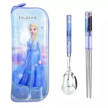 Lilpang Frozen 2 Вакуумный простой набор столовых приборов Junior + защитный чехол для столовых приборов на молнии Набор Эльзы, разные цвета, 1 комплект