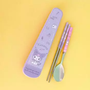 Lilpang Kuromi Slim Vacuum Junior Spoon + Case Set, популярный персонаж в Корее