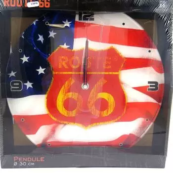 Lily s Treasures [L5916] - Route 66 Настенные часы с флагом США 30 см
