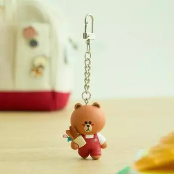 LINE FRIENDS ОБЫЧНЫЕ ДНИ Коричневый брелок для ключей с фигуркой