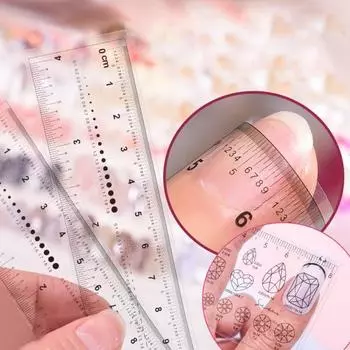 Линейка для дизайна ногтей, изысканный узор, водонепроницаемая линейка для накладных ногтей из ПВХ, украшения для ногтей, измерительный гаджет