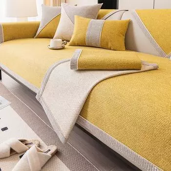 Linen Sofa Cushion for All Seasons Universal Non-slip Sofa Cover Backrest Cover Cloth Towel Woven Cotton Home Decor 70x70 A